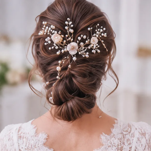 Elegant bridal hair styling at home